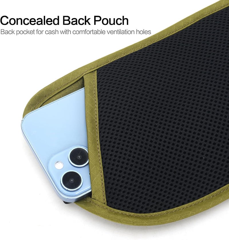 Arouselove Slim RFID Blocking Money Belt for Travel - Anti-Theft Hidden Passport Holder Waist Wallet with Secure Pouch for Cash, Credit Cards & Phone Safe (Olive-green) - Image 5